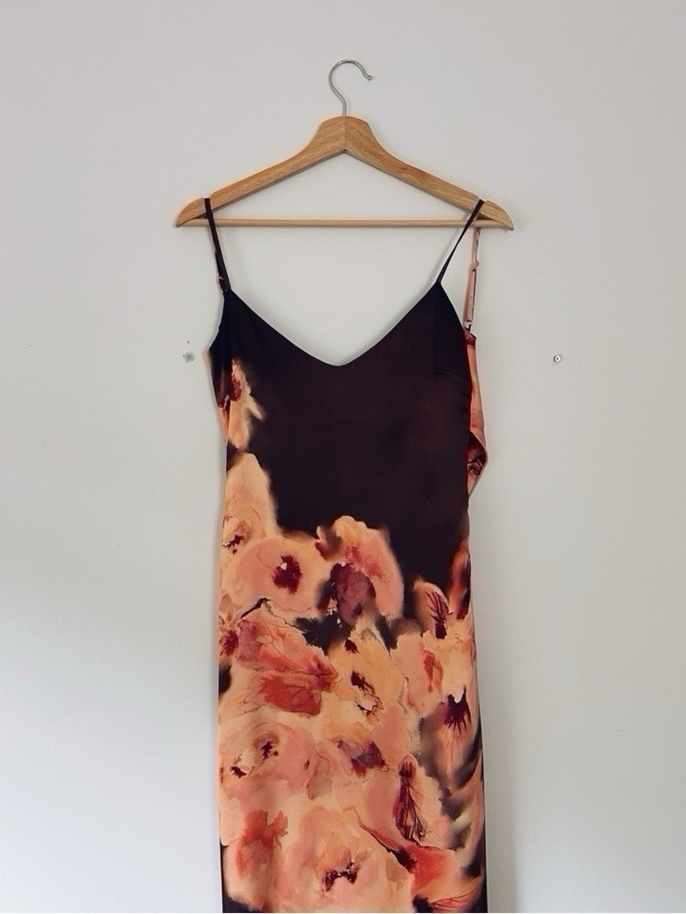 House of CB Mariamma Dark Brown Floral Printed Satin Maxi Dress - Picture 12 of 16